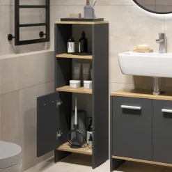 Badezimmermöbel-Set Karli Anthrazit/Goldkraft Eiche 2 Teile Vicco