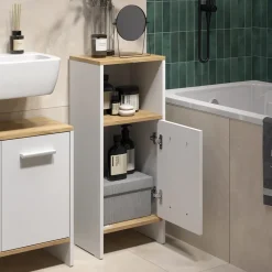 Badezimmermöbel-Set Karli Weiß/Goldkraft Eiche 2 Teile Vicco