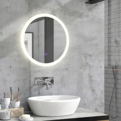 Badezimmerspiegel Weiß 50 x 50 cm Rund Vicco