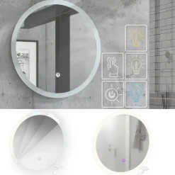 Badezimmerspiegel Weiß 60 x 60 cm Rund Vicco