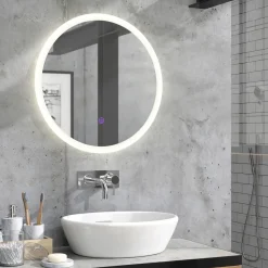 Badezimmerspiegel Weiß 60 x 60 cm Rund Vicco