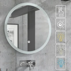 Badezimmerspiegel Weiß 60 x 60 cm Rund Vicco