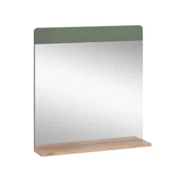 Badezimmerspiegel Izan Grün/Goldkraft Eiche 60 x 62 cm mit Ablage Vicco