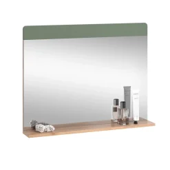 Badezimmerspiegel Izan Grün/Goldkraft Eiche 80.1 x 62 cm mit Ablage Vicco