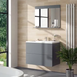 Badezimmerspiegel Izan Grau 80.1 x 62 cm Vicco