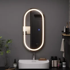 Badezimmerspiegel Miral Glas 80 x 2.8 cm mit Frontlight Beleuchtung Vicco