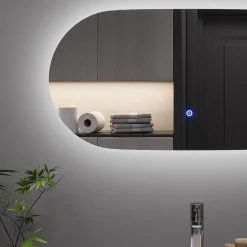 Badezimmerspiegel Miral Glas 80 x 2.8 cm mit Backlight Beleuchtung Vicco