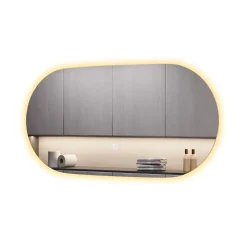 Badezimmerspiegel Miral Glas 80 x 2.8 cm mit Backlight Beleuchtung Vicco