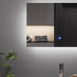 Badezimmerspiegel Miral Glas 60 x 2.8 cm mit Backlight Beleuchtung Vicco