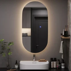 Badezimmerspiegel Miral Glas 100 x 2.8 cm mit Backlight Beleuchtung Vicco