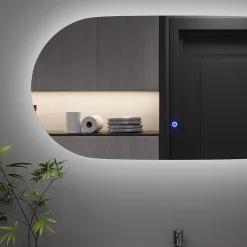 Badezimmerspiegel Miral Glas 100 x 2.8 cm mit Backlight Beleuchtung Vicco