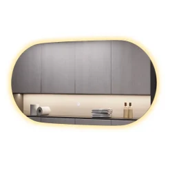 Badezimmerspiegel Miral Glas 100 x 2.8 cm mit Backlight Beleuchtung Vicco