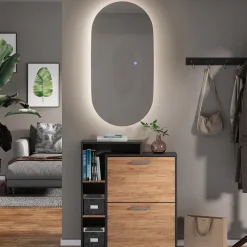 Badezimmerspiegel Miral Glas 100 x 2.8 cm mit Backlight Beleuchtung Vicco