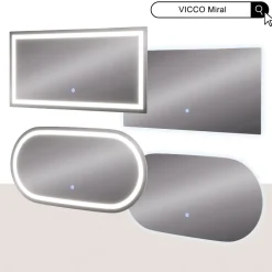 Badezimmerspiegel Miral Glas 100 x 2.8 cm mit Backlight Beleuchtung Vicco