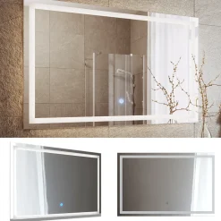 Badezimmerspiegel Viola Glas 2.8 x 70 cm mit LED Beleuchtung Vicco