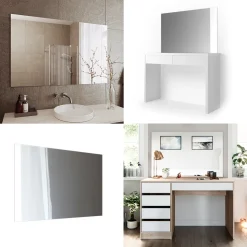 Badezimmerspiegel Viola Weiß 4 x 70 cm Vicco