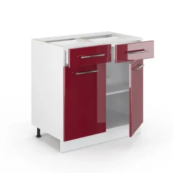 Badmöbel Fame-Line Bordeaux Hochglanz 80 x 82 cm ohne Arbeitsplatte Vicco