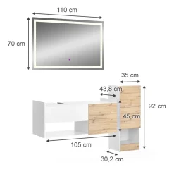 Badmöbel-Set Alf Weiß 3 Teile, mit Midischrank Vicco