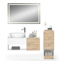 Badmöbel-Set Alf Weiß 3 Teile, mit Midischrank Vicco