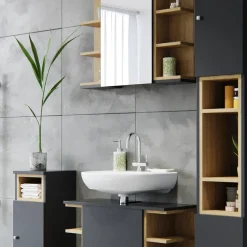 Badmöbel-Set Aquis Anthrazit 2 Teile Vicco