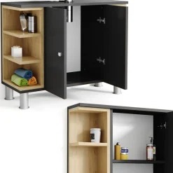 Badmöbel-Set Aquis Anthrazit 2 Teile Vicco