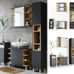 Badmöbel-Set Aquis Anthrazit 4 Teile Vicco