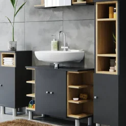 Badmöbel-Set Aquis Anthrazit 4 Teile Vicco