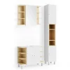 Badmöbel-Set Aquis Weiß 3 Teile, mit Hochschrank Vicco