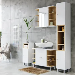 Badmöbel-Set Aquis Weiß 2 Teile Vicco