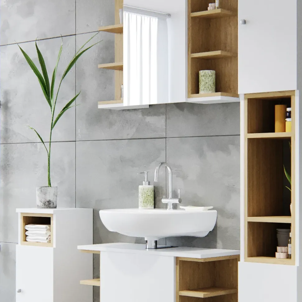 Badmöbel-Set Aquis Weiß 2 Teile Vicco