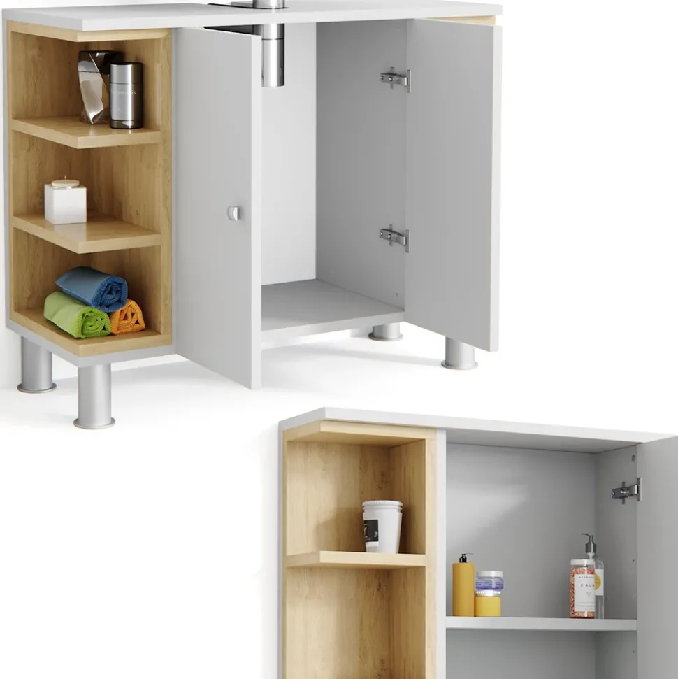 Badmöbel-Set Aquis Weiß 2 Teile Vicco