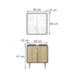 Badmöbel-Set Arla Anthrazit/Eiche 2 Teile Vicco