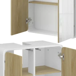 Badmöbel-Set Arla Weiß/Eiche 2 Teile Vicco