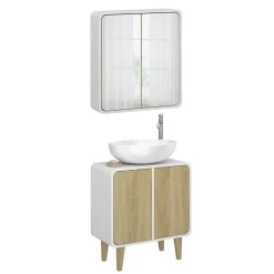 Badmöbel-Set Arla Weiß/Eiche 2 Teile Vicco