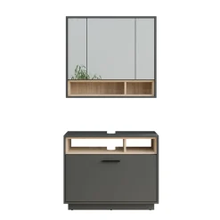 Badmöbel-Set Beatrice Anthrazit/Sonoma 2 Teile Vicco