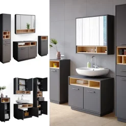 Badmöbel-Set Beatrice Anthrazit 4 Teile Vicco