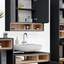 Badmöbel-Set Beatrice Anthrazit 4 Teile Vicco
