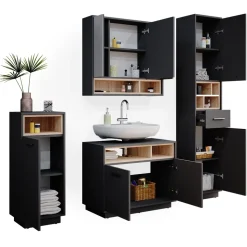 Badmöbel-Set Beatrice Anthrazit 4 Teile Vicco
