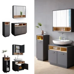 Badmöbel-Set Beatrice Anthrazit 3 Teile Vicco