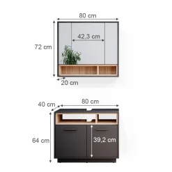 Badmöbel-Set Beatrice Anthrazit 2 Teile Vicco