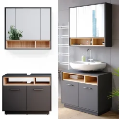 Badmöbel-Set Beatrice Anthrazit 2 Teile Vicco