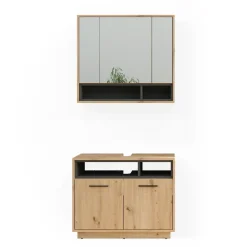 Badmöbel-Set Beatrice Artisan-Eiche 2 Teile Vicco