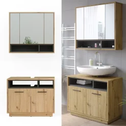 Badmöbel-Set Beatrice Artisan-Eiche 2 Teile Vicco