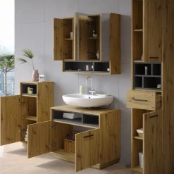 Badmöbel-Set Beatrice Artisan-Eiche 4 Teile Vicco