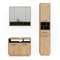 Badmöbel-Set Beatrice Artisan-Eiche 3 Teile, mit Hochschrank Vicco