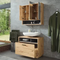 Badmöbel-Set Beatrice Artisan Eiche/Anthrazit 2 Teile Vicco