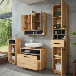 Badmöbel-Set Beatrice Artisan Eiche/Anthrazit Set 4 Vicco