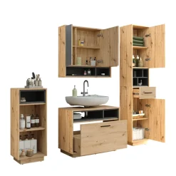 Badmöbel-Set Beatrice Artisan Eiche/Anthrazit Set 4 Vicco