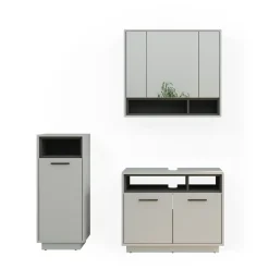 Badmöbel-Set Beatrice Grau 3 Teile Vicco