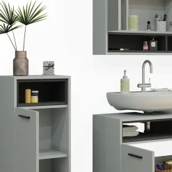 Badmöbel-Set Beatrice Grau 3 Teile Vicco